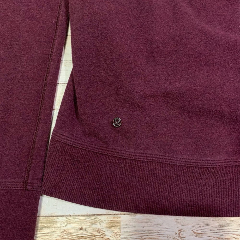 Lululemon Stress Less Hoodie Funnel Neck Pocket Heathered Bordeaux Drama Size 6 - Picture 3 of 10